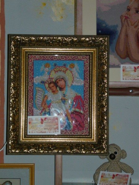 икона богородица вышитая бисером